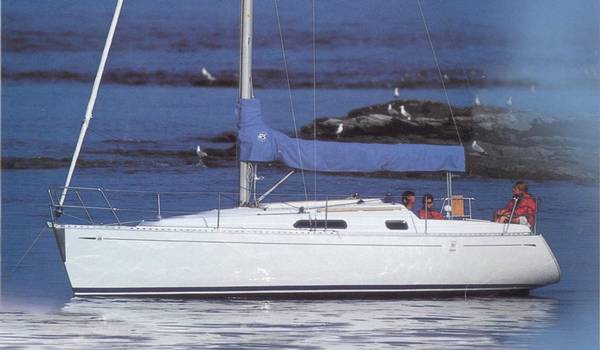 Dufour classic 30 sailboat under sail