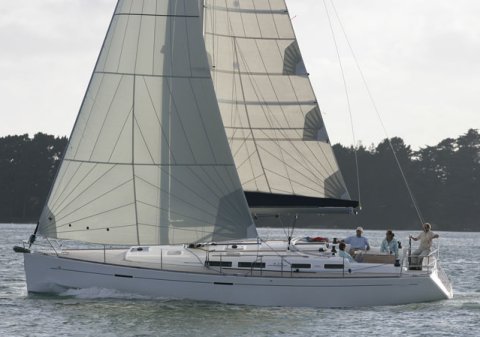 Dufour 425 grand large sailboat under sail