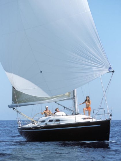 Elan 37 sailboat under sail
