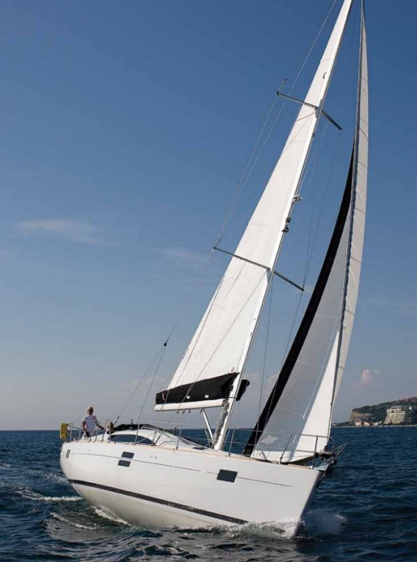 Elan impression 444 sailboat under sail