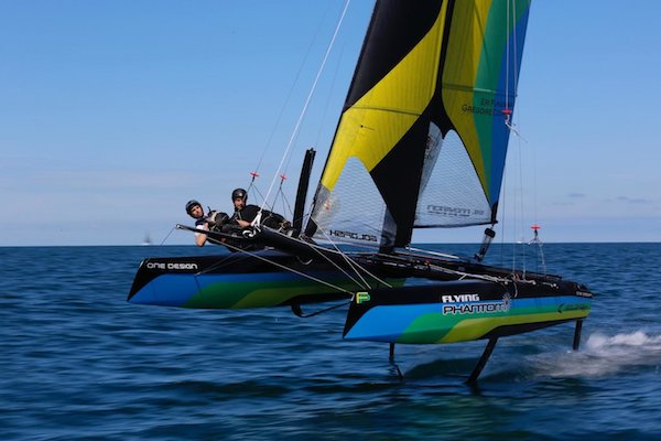 Flying phantom elite sailboat under sail