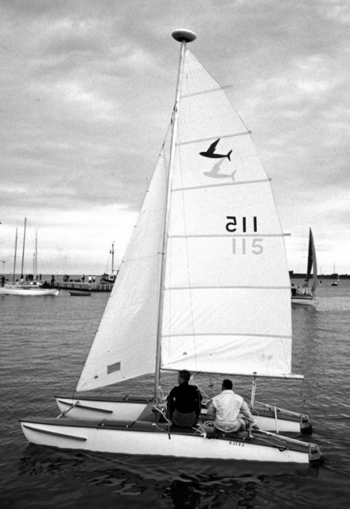 Exocet sailboat under sail