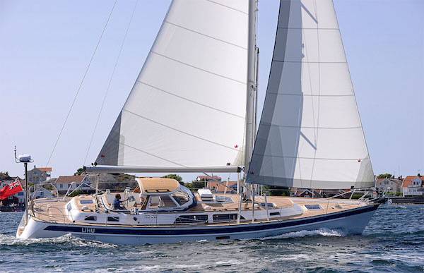 Hallberg rassy 48 mkii sailboat under sail