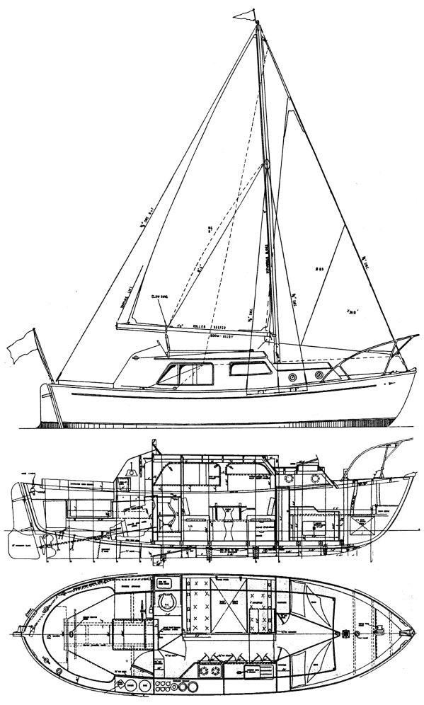 Fairey fisherman 27 sailboat under sail