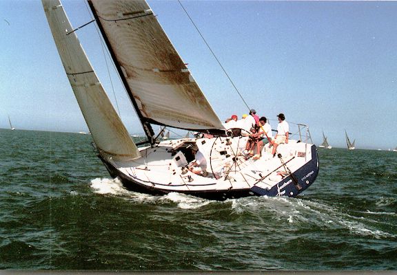Farr 40 one design sailboat under sail