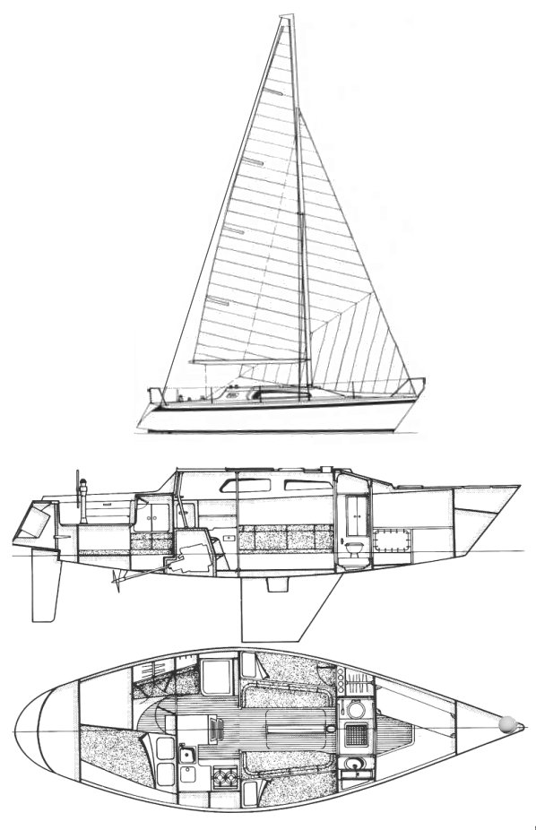 Fast 345 t sailboat under sail