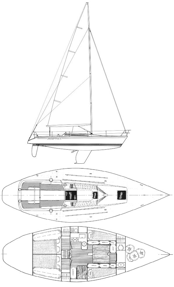 First class 12 Beneteau sailboat under sail