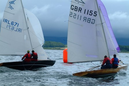 Flying fifteen sailboat under sail