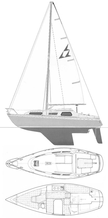 Flying racer sailboat under sail