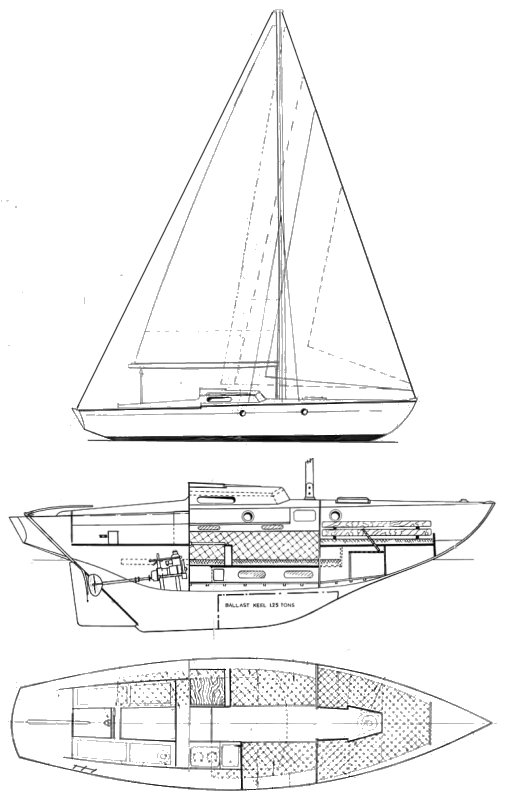 Folkdancer 27 sailboat under sail