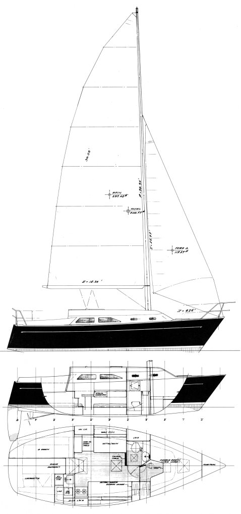 Freedom 28 mull sailboat under sail