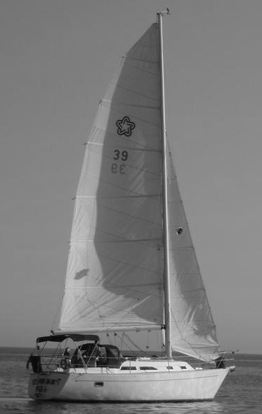 Freedom 30 sailboat under sail