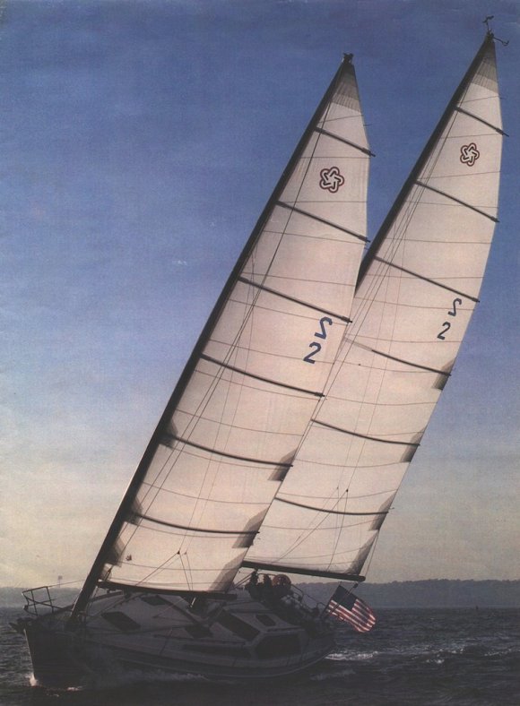 Freedom 39 pilot house sailboat under sail