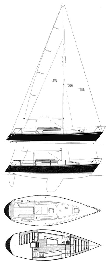 Frers 33 sailboat under sail