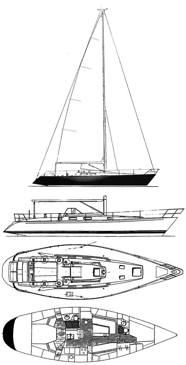 Frers 45 sailboat under sail