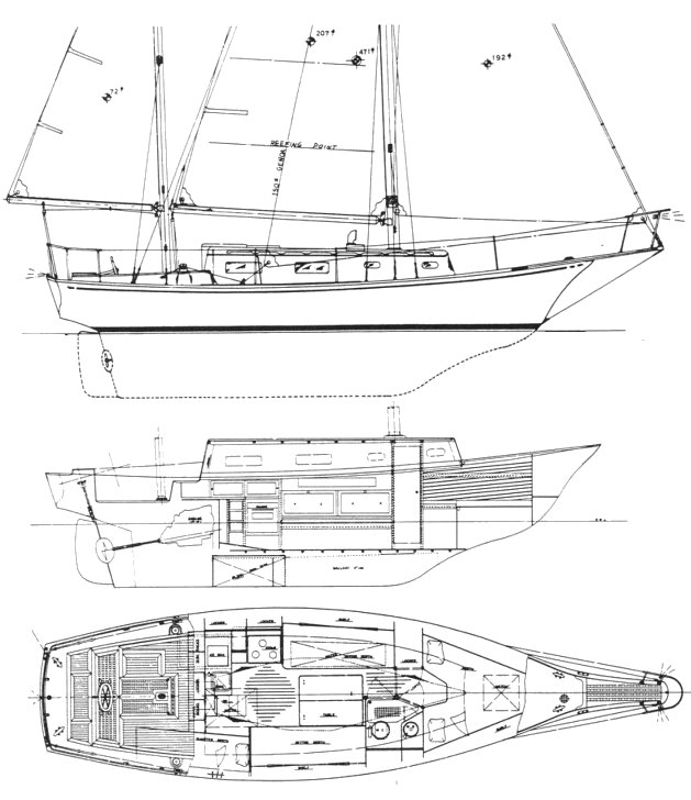 Fuji 32 sailboat under sail