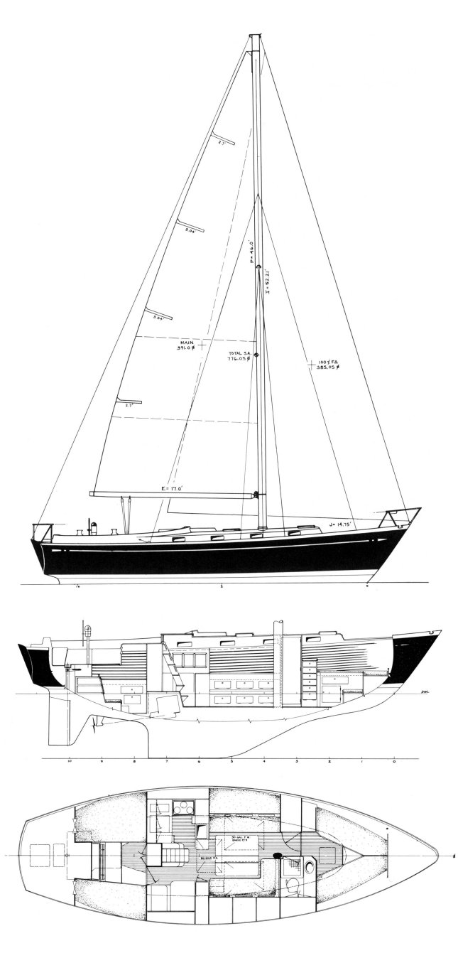 Fuji 40 sailboat under sail