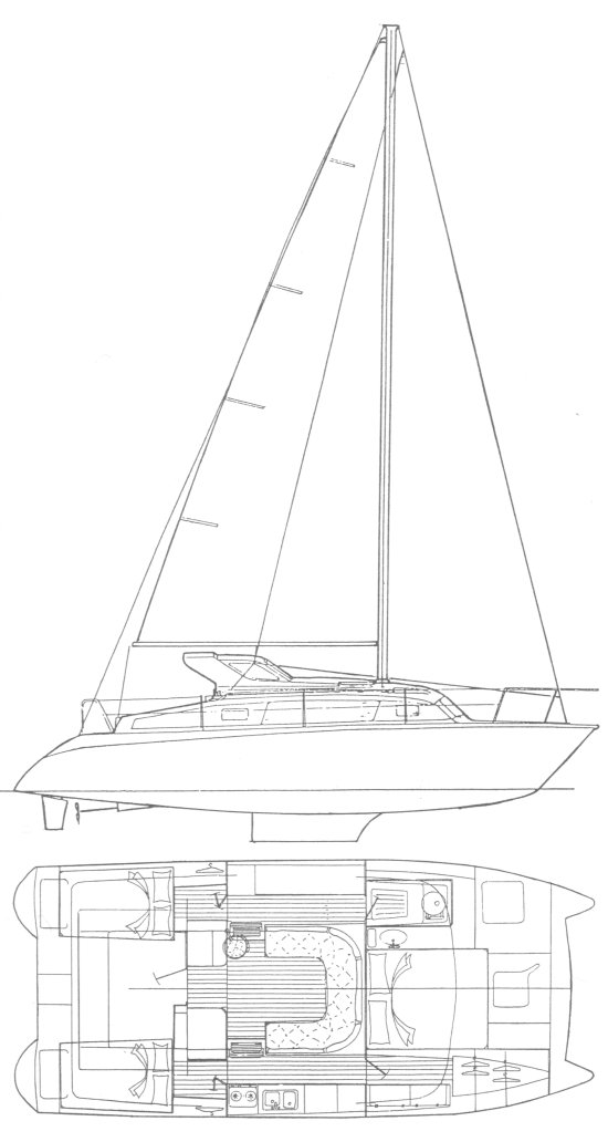 Gemini 3400 sailboat under sail