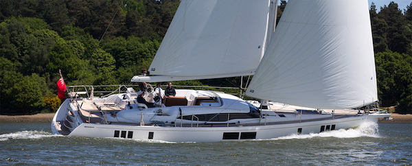 Gunfleet 58 sailboat under sail
