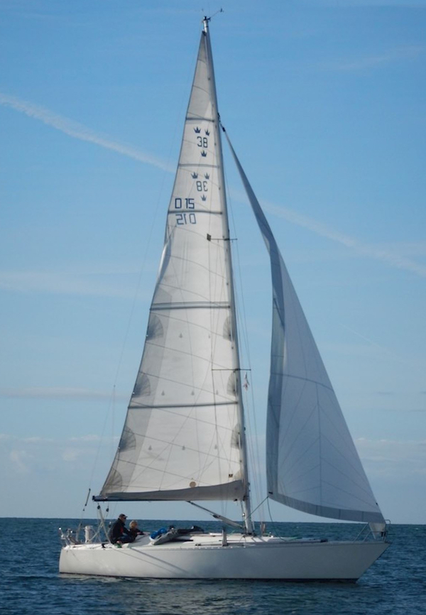 Swede 38 sailboat under sail