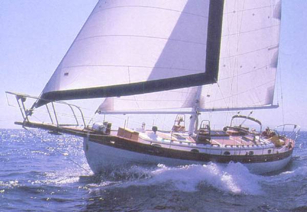 Hans christian 41 sailboat under sail