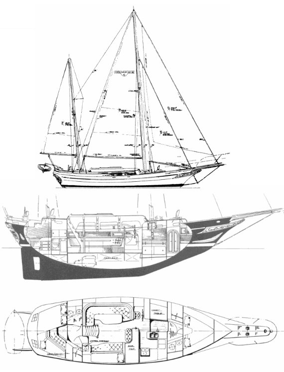 Hans christian 45 sailboat under sail