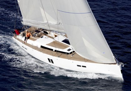Hanse 545 sailboat under sail