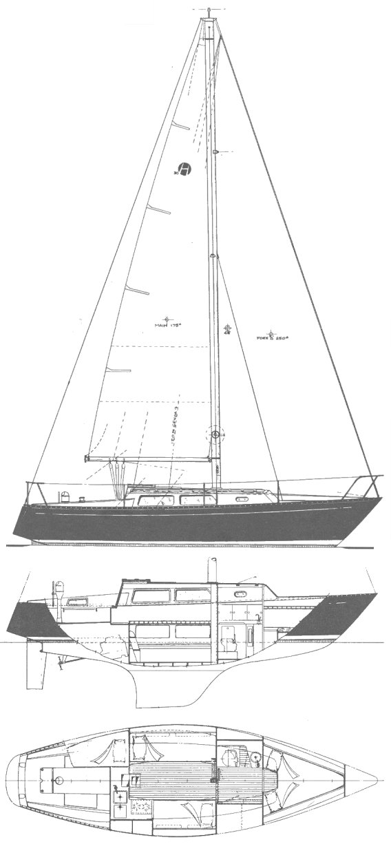 Helms 30 sailboat under sail