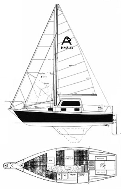Allmand 23 hms 23 sailboat under sail