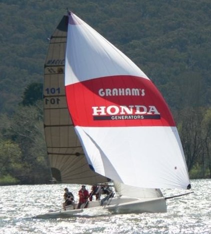 Hobie magic 25 sailboat under sail