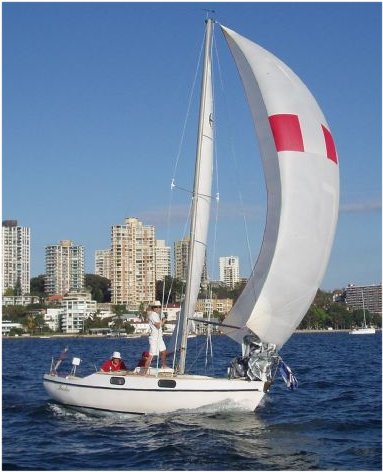 Hood 23 sailboat under sail