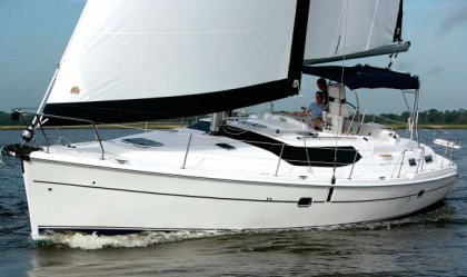 Hunter 45 cc sailboat under sail
