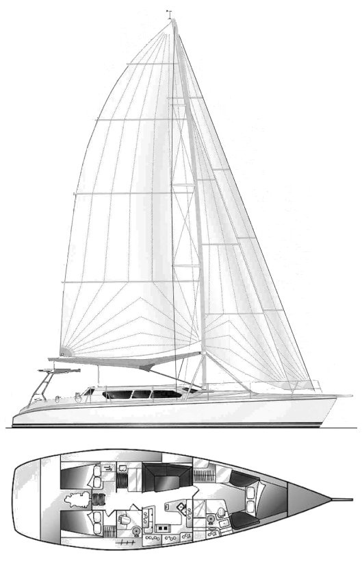 Hunter hc 50 sailboat under sail