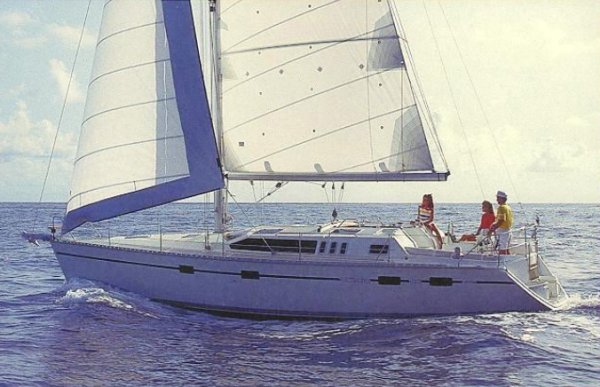 Hunter 43 legend sailboat under sail