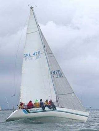 Hustler 36 sailboat under sail