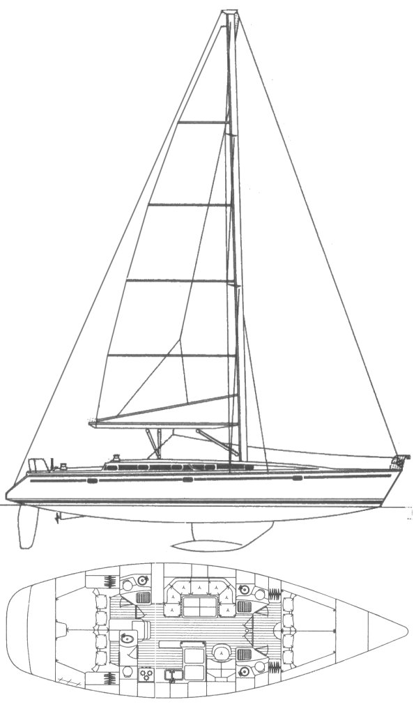 International 50 moorings sailboat under sail