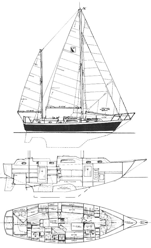 Irwin 37 mark 5 sailboat under sail