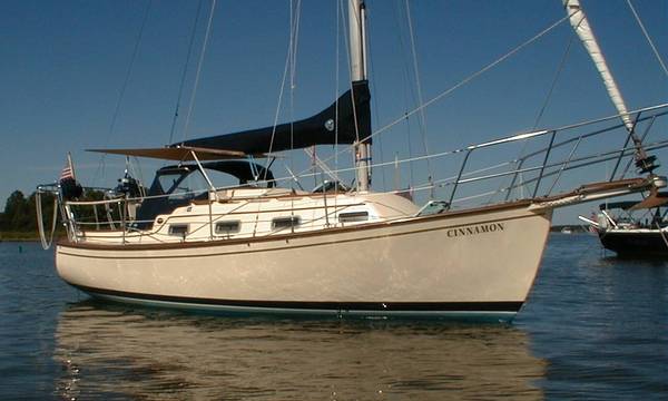 Island packet 27 sailboat under sail