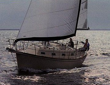 Island packet 29 sailboat under sail