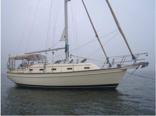 Island packet 350 sailboat under sail