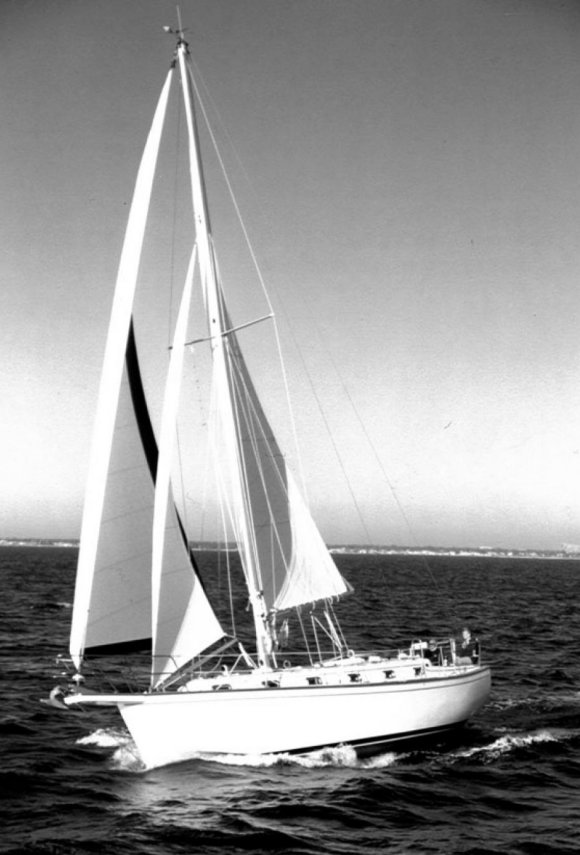 Island packet 38 sailboat under sail