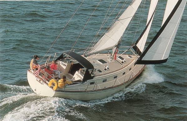 Island packet 40 sailboat under sail