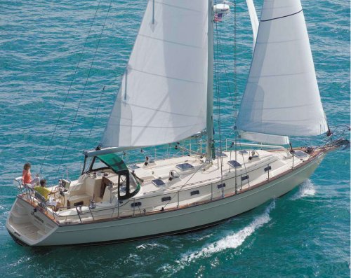 Island packet 440 sailboat under sail