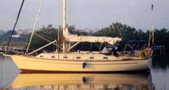 Island packet 44 sailboat under sail