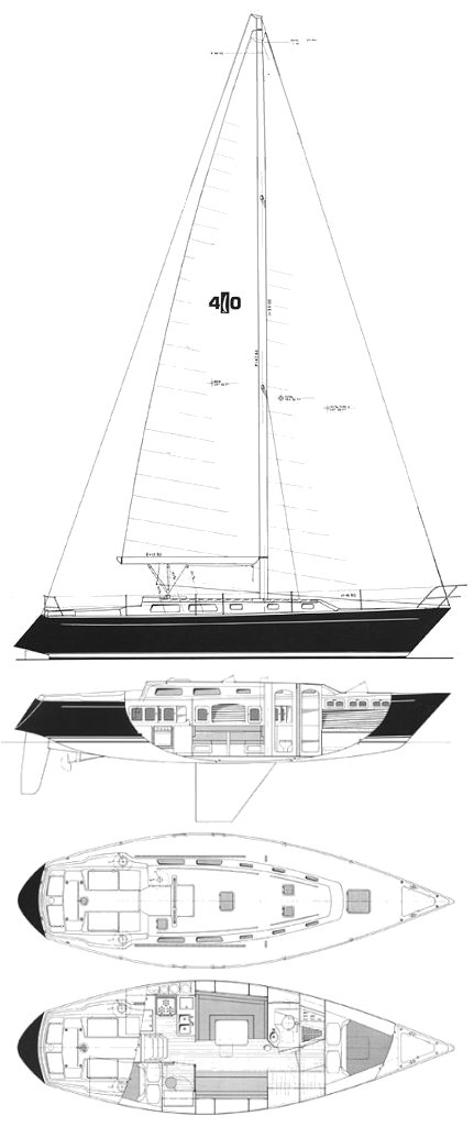 Islander 40 sailboat under sail