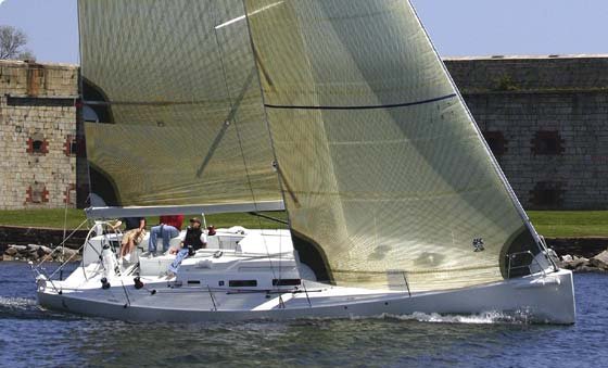 J122 sailboat under sail