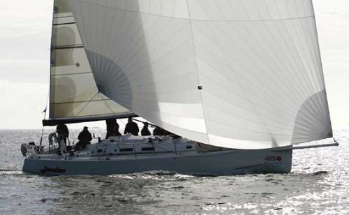 J133 sailboat under sail