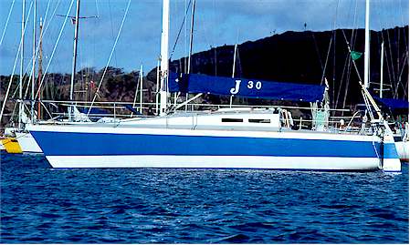 J30 sailboat under sail