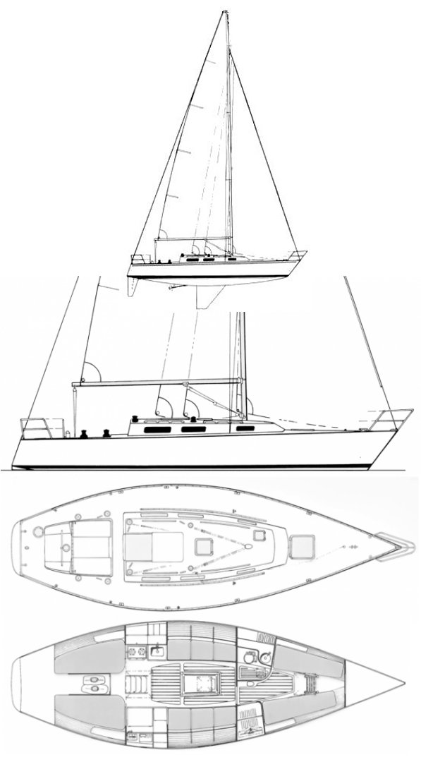 J36 sailboat under sail
