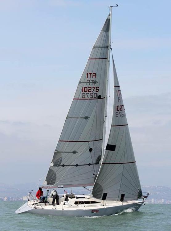 Wing 34 sailboat under sail